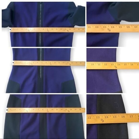 Sandro Paris Color Block Ponte Mini Dress, Purple/blue and Black, Size 1/S - Picture 13 of 14